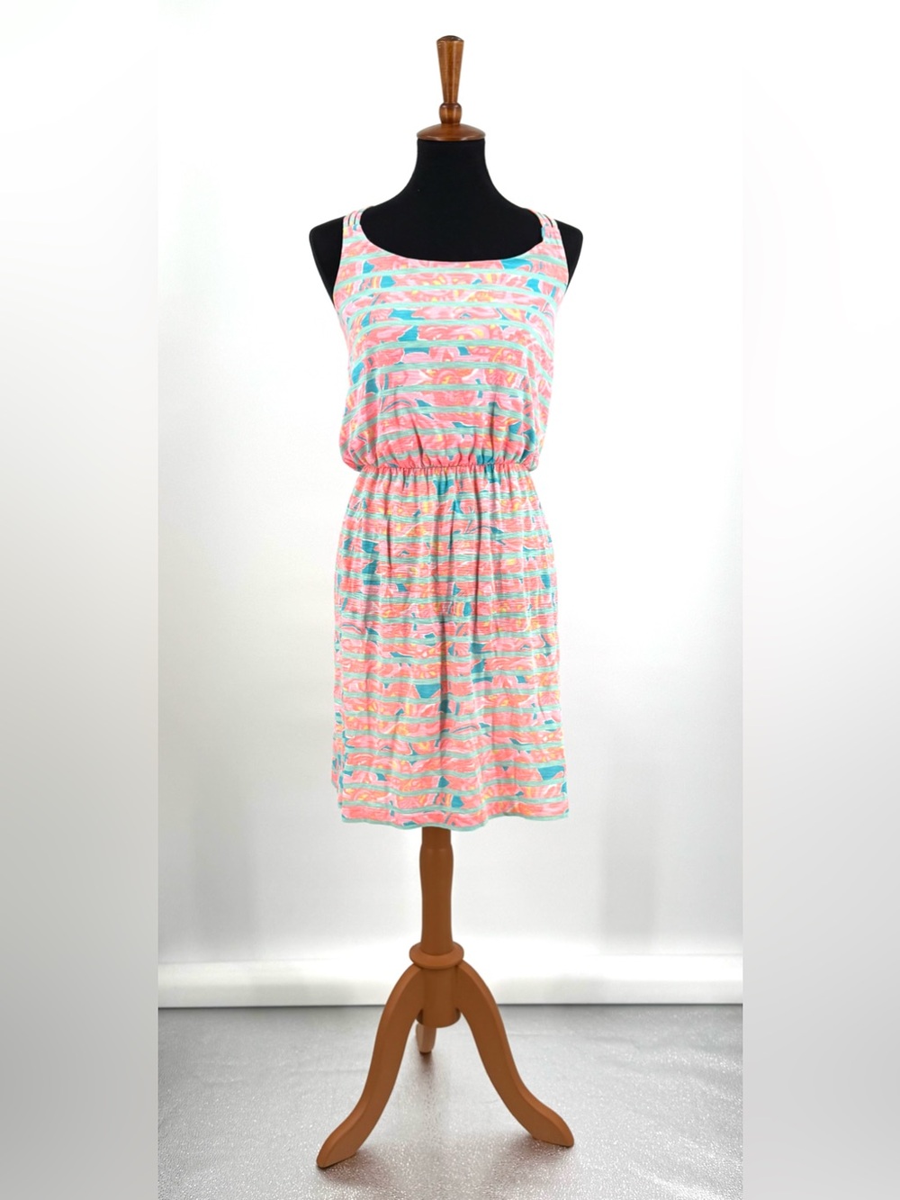 Lilly Pulitzer Lockwood Jersey Mini Dress in Make a Splash Pink Teal Stripe Sz S